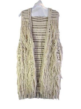 Alice + Olivia Weiss Silk Knit Fringe Cardigan Sweater Ivory